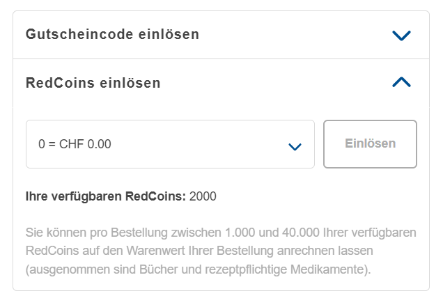 RedCoins einlösen