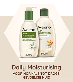 Aveeno Daily Moisturising-producten voor normale tot droge en gevoelige huid.