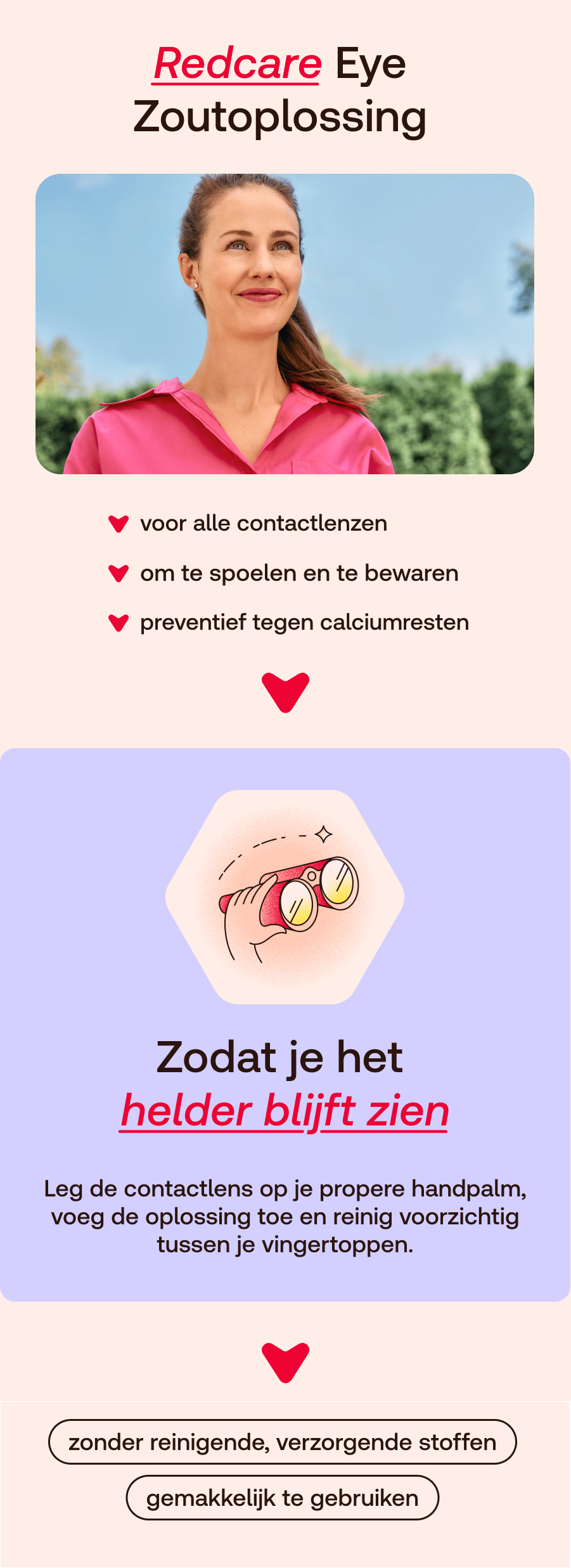 Redcare Eye Zoutoplossing: Voor alle contactlenzen, om te spoelen en te bewaren.