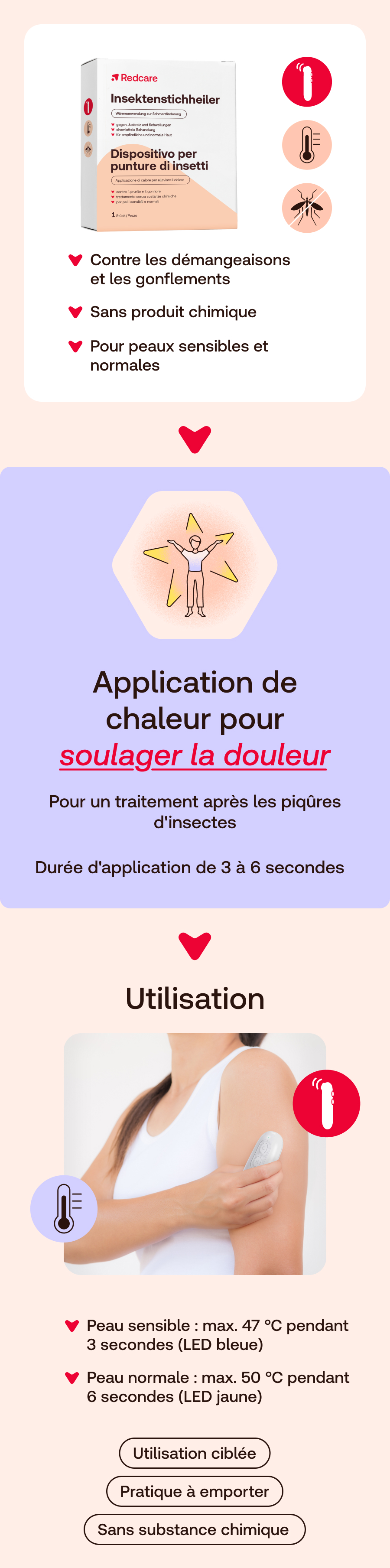 Texte en français. Informations sur l'utilisation du produit.
