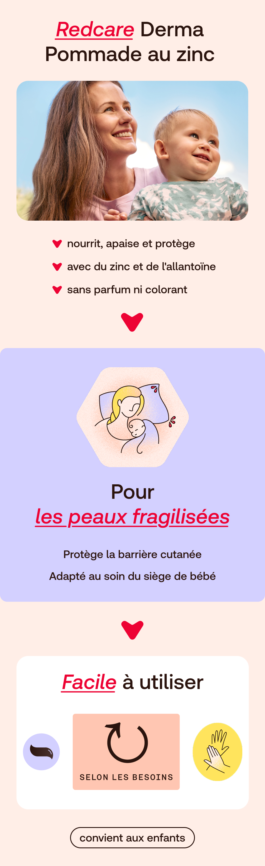Redcare Derma Pommade au zinc: Soin pour peaux fragilisées, avec zinc et allantoïne, sans parfum ni colorant.