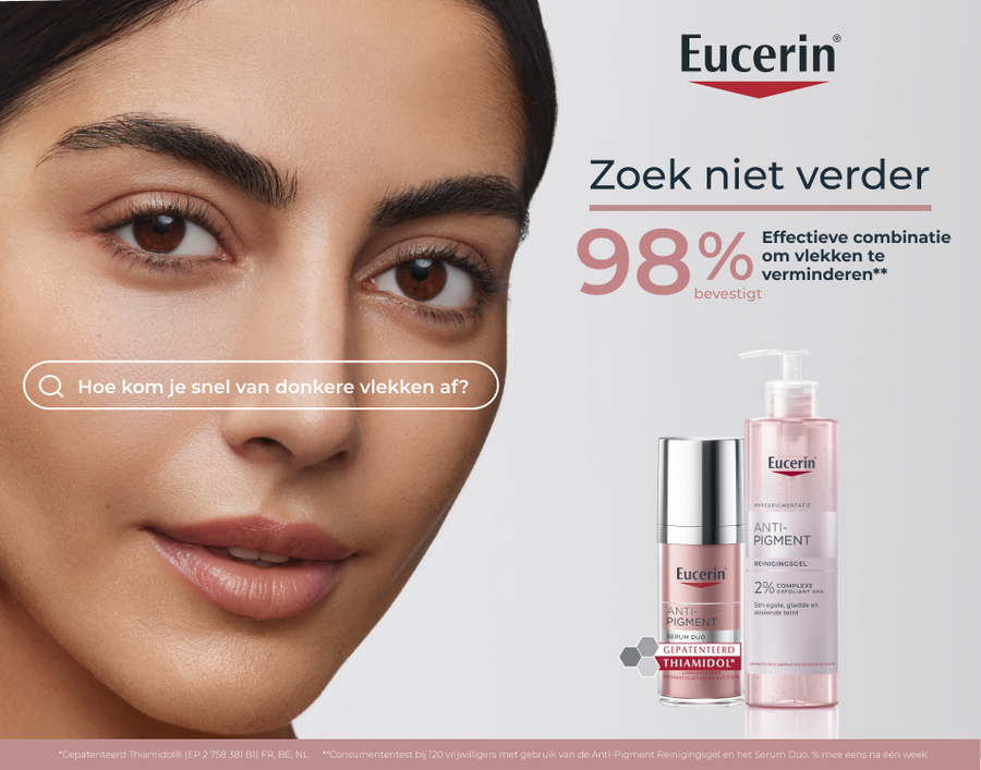 Eucerin Anti-Pigment Duo Serum in een pompdispenser met doos.