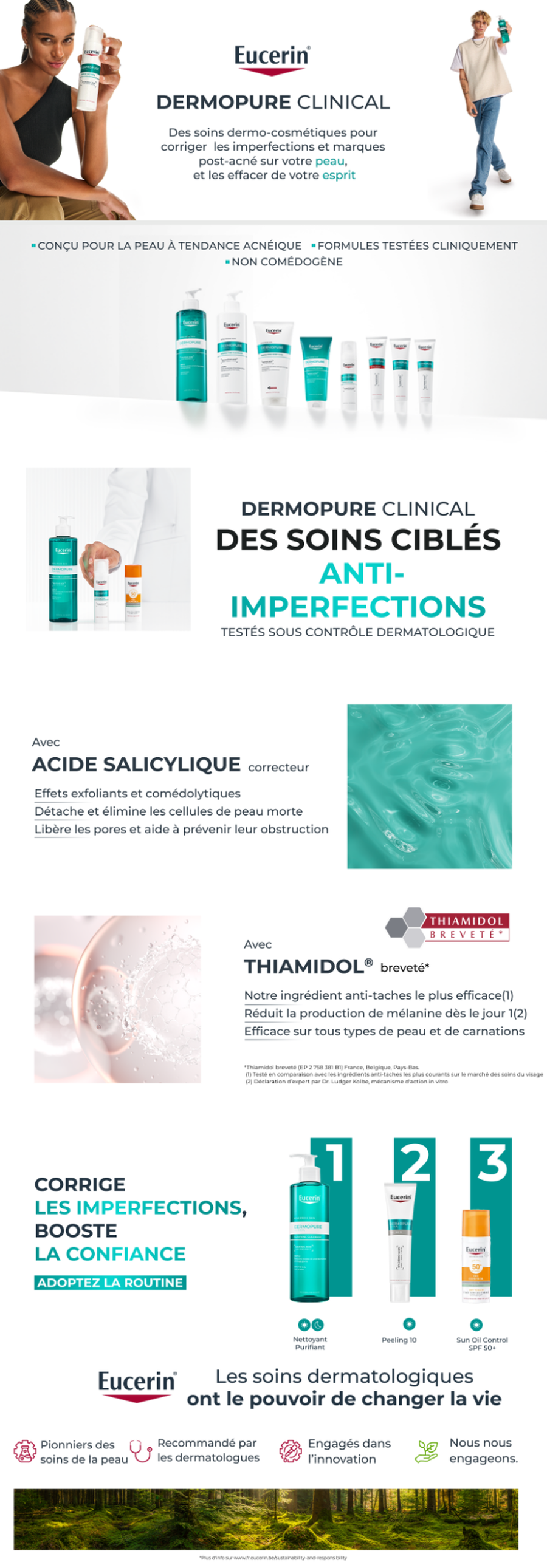 Images avant-après : peau à imperfections avant et après 8 semaines.